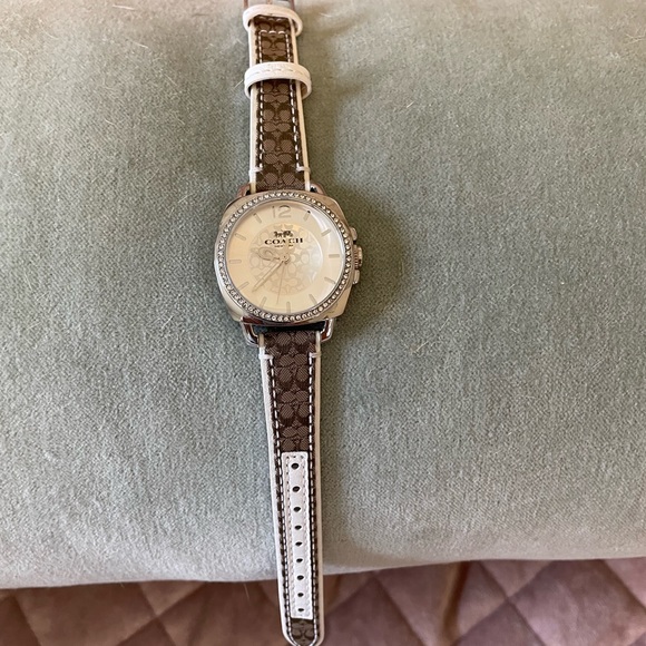 Coach Accessories - Coach watch, leather, white and tan